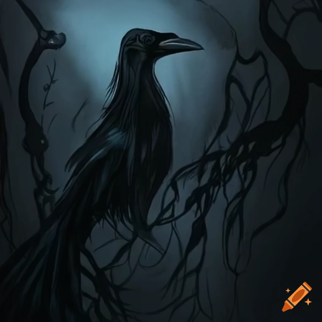 illustration of a Tim Burton style raven