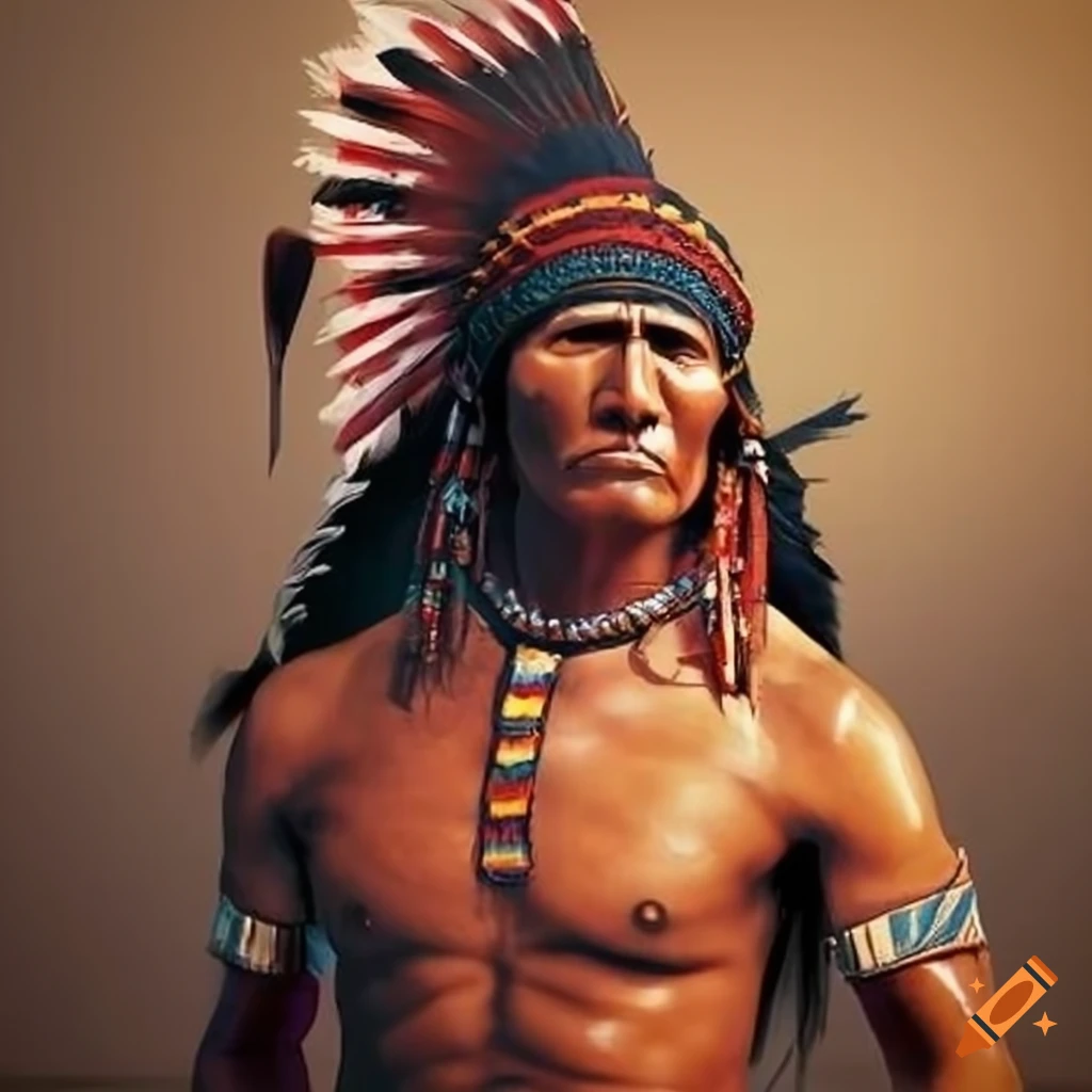 Illustration of an apache indian warrior on Craiyon