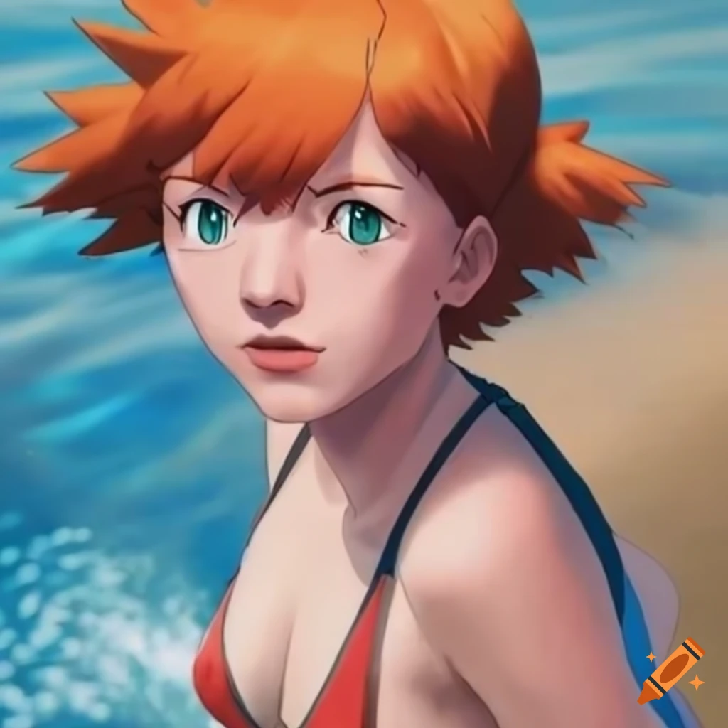 realistic depiction of Misty from Pokemon in a swimsuit