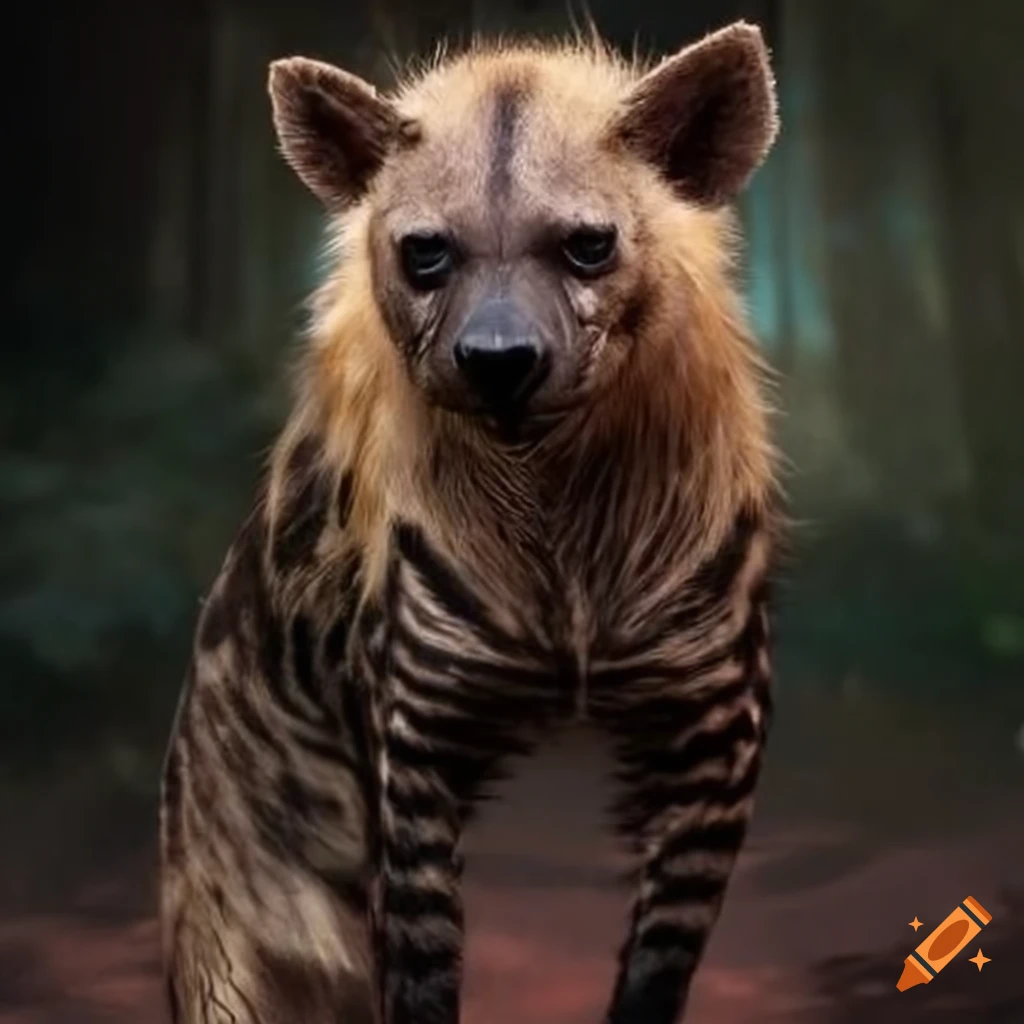 fierce hyena in futuristic armor