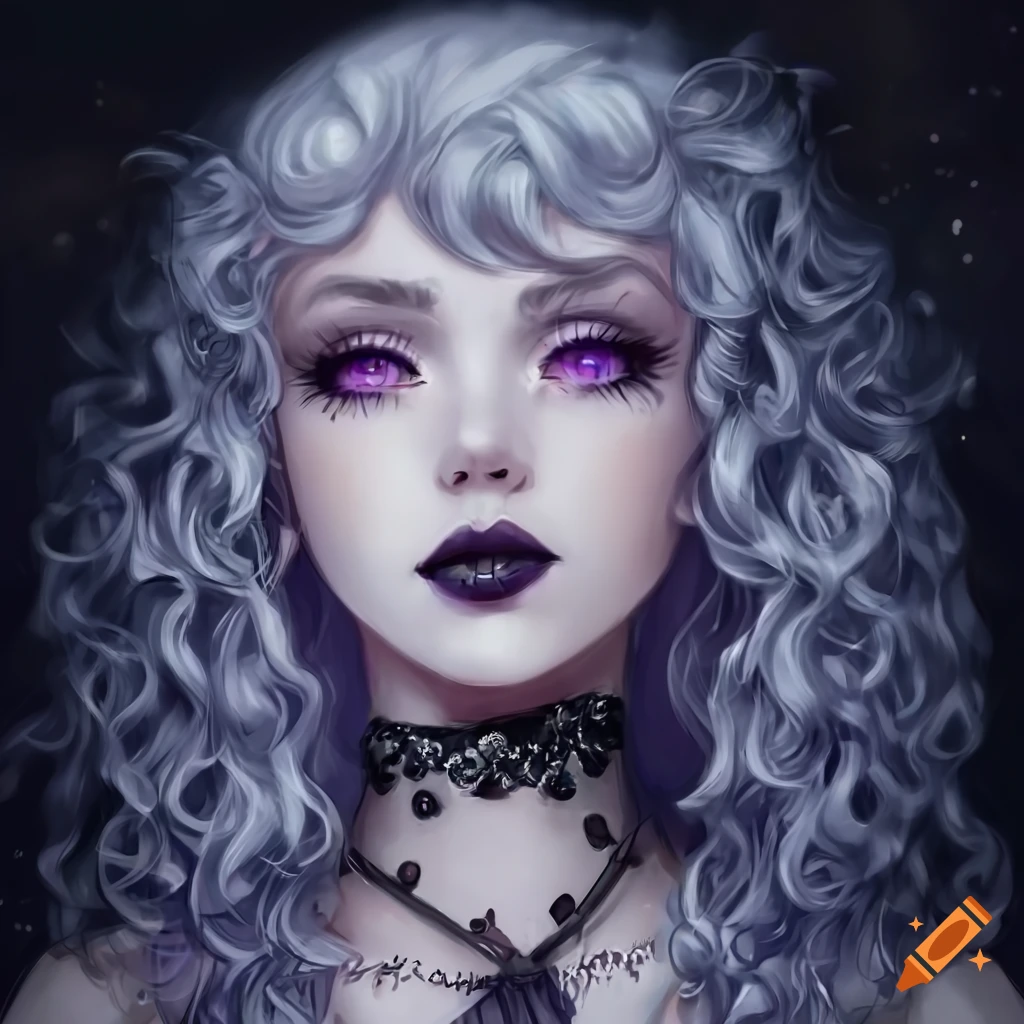 Anime Portrait Of A Woman With Purple Eyes And Gothic Clothing On Craiyon