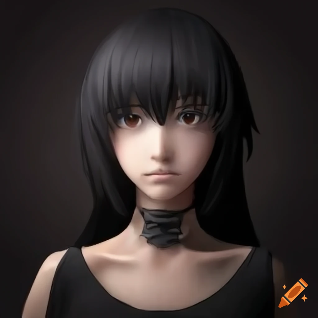 anime-style portrait of a person with black hair