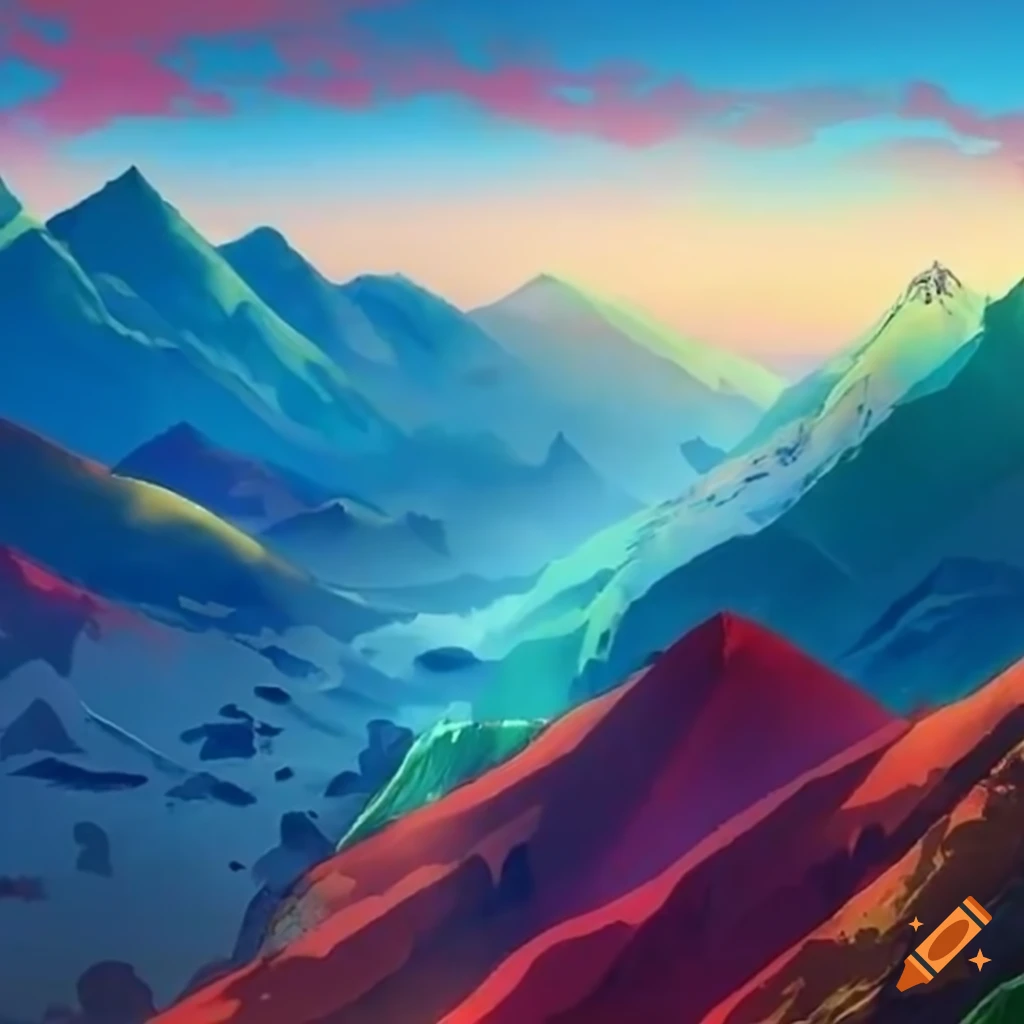 Colorful Mountain Landscape On Craiyon