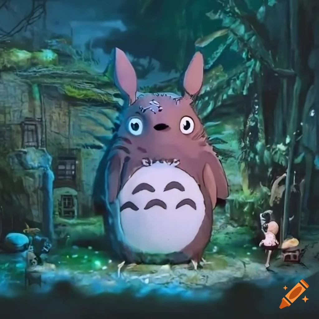 Totoro diorama with glitter