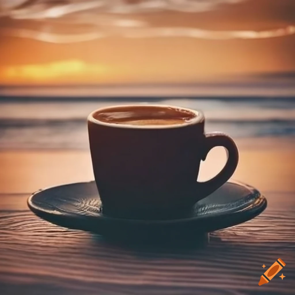 Coffee cup with sunday beach vibes on Craiyon