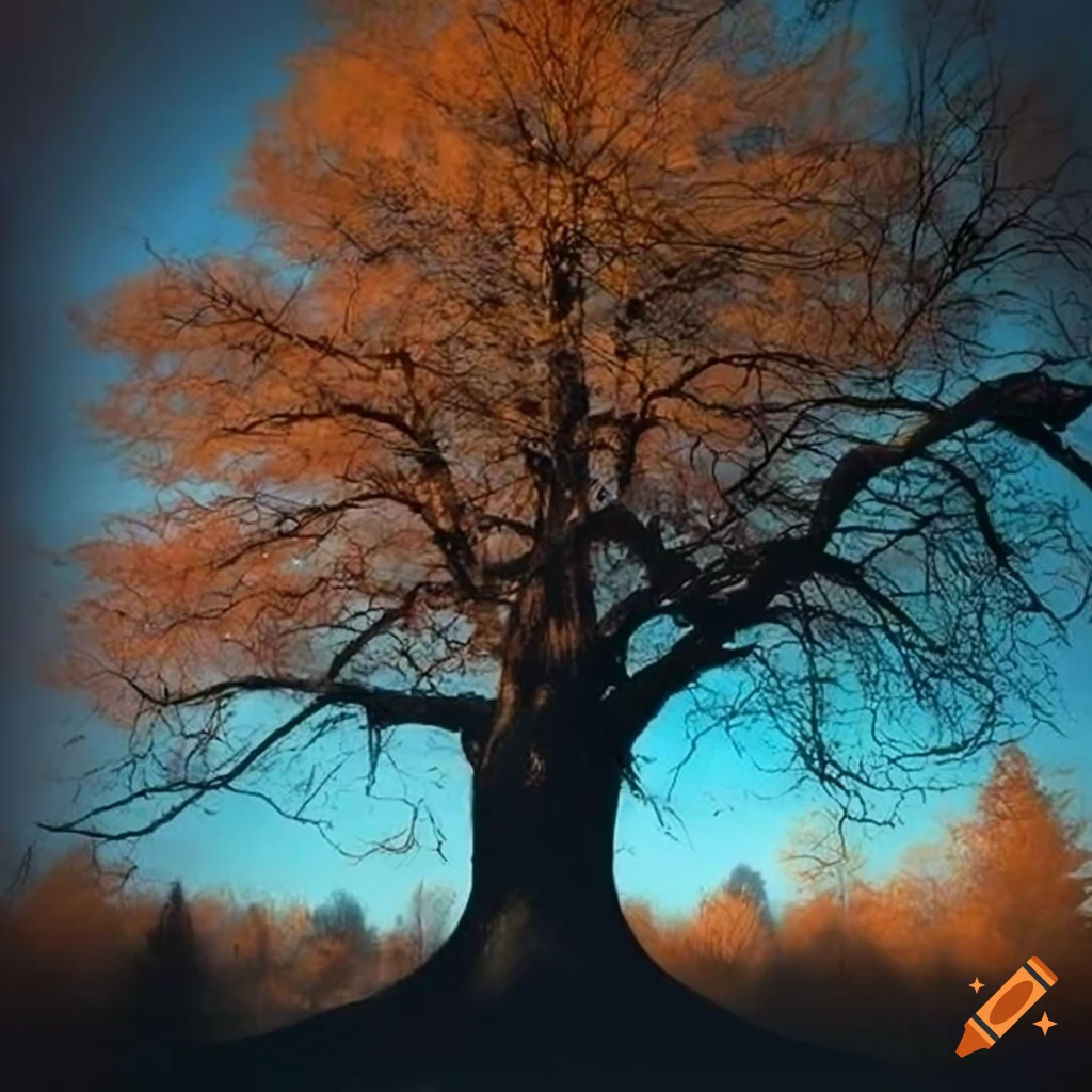 charcoaled tree in a canvas landscape photo