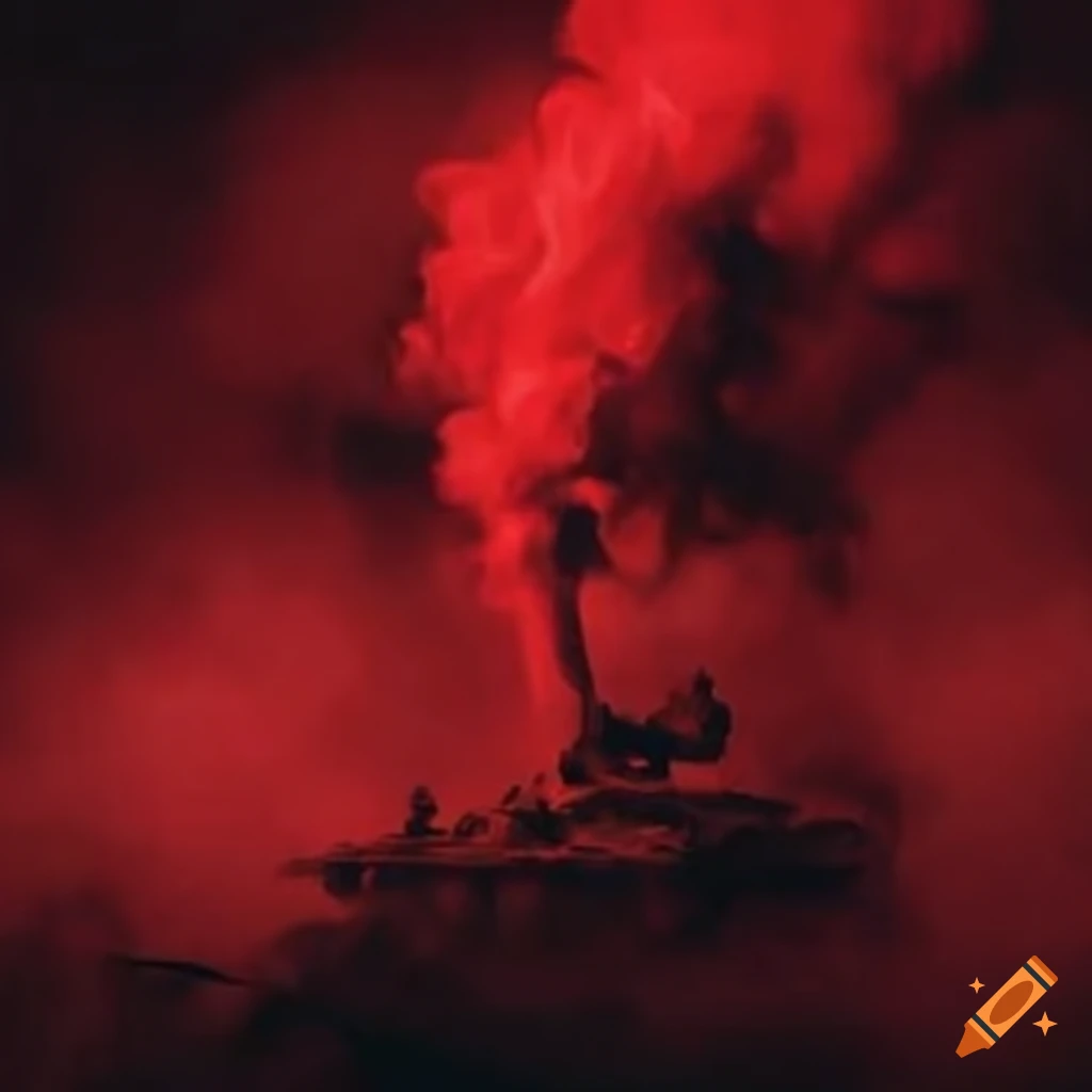 red smoke in a war scene
