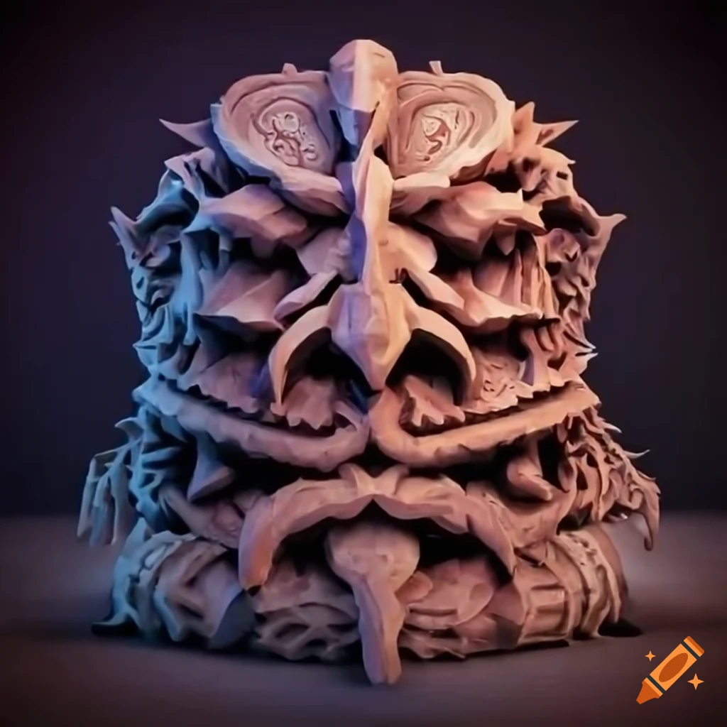intricate carving of a Zelda game boss in a labyrinth