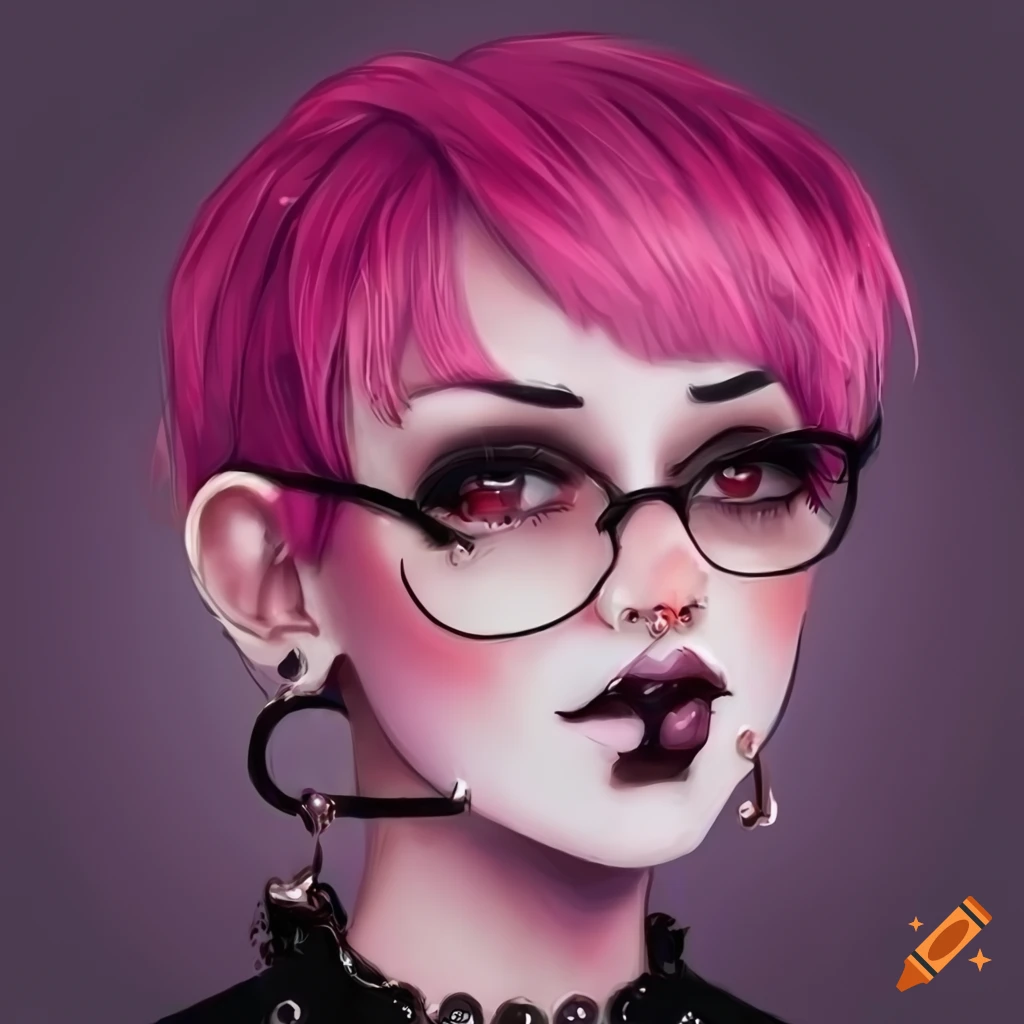 artistic illustration of a pink-haired vampire fem boy