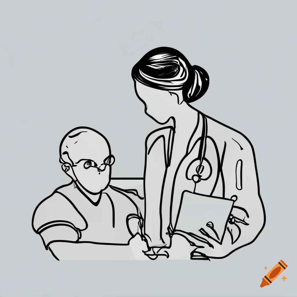 Continuous line illustration of doctor, surgeon or physician with patient  on hospital bed done in monoline style in black and white Stock Vector  Image & Art - Alamy