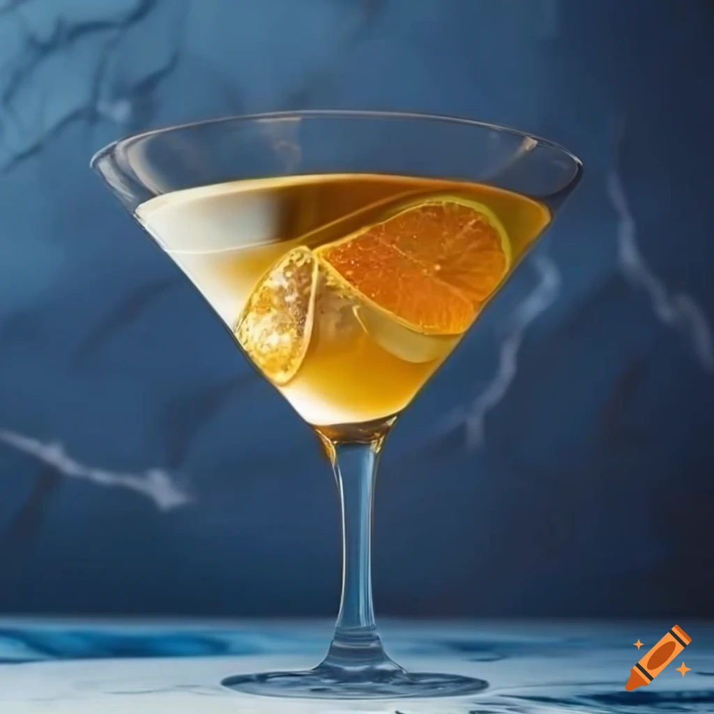 Golden Martini Royale In A Martini Glass On Marble Background On Craiyon