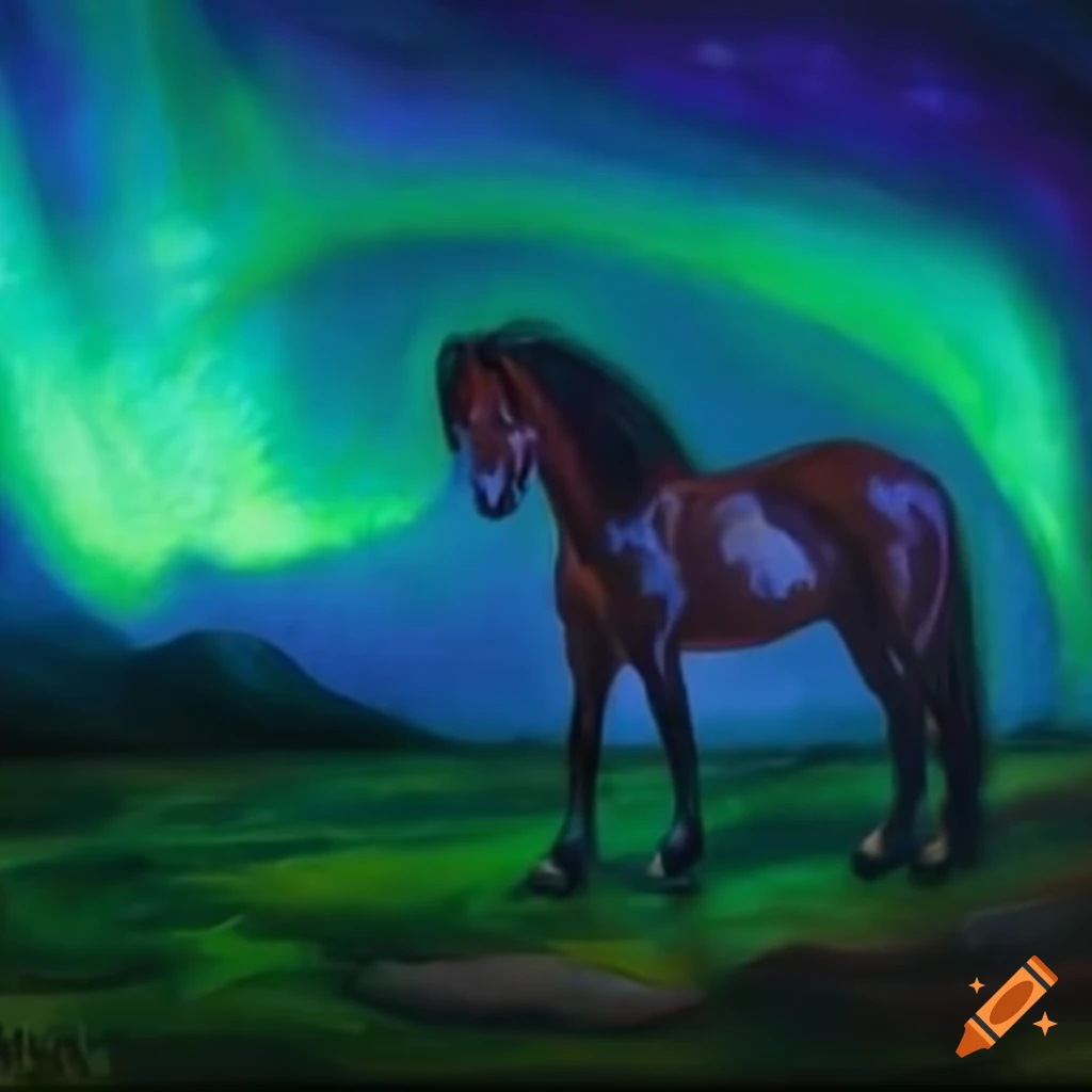 Pony under the northern lights on Craiyon