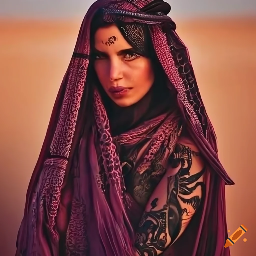 Portrait Of A Bedouin Arab Woman In Traditional Clothes On Craiyon