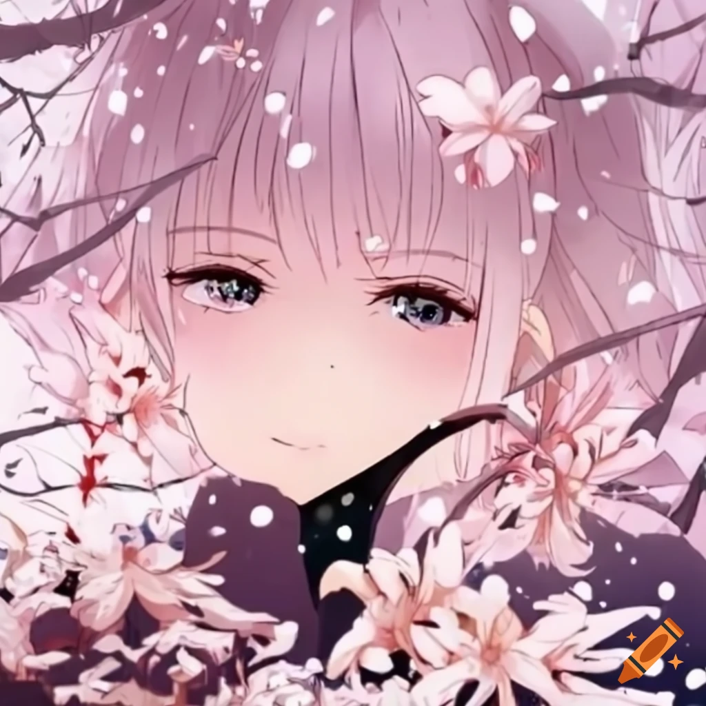 Animestyle winter flowers in bloom on Craiyon