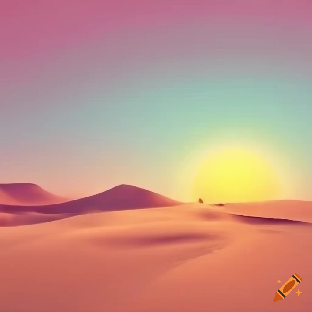 Pastel desert with sun