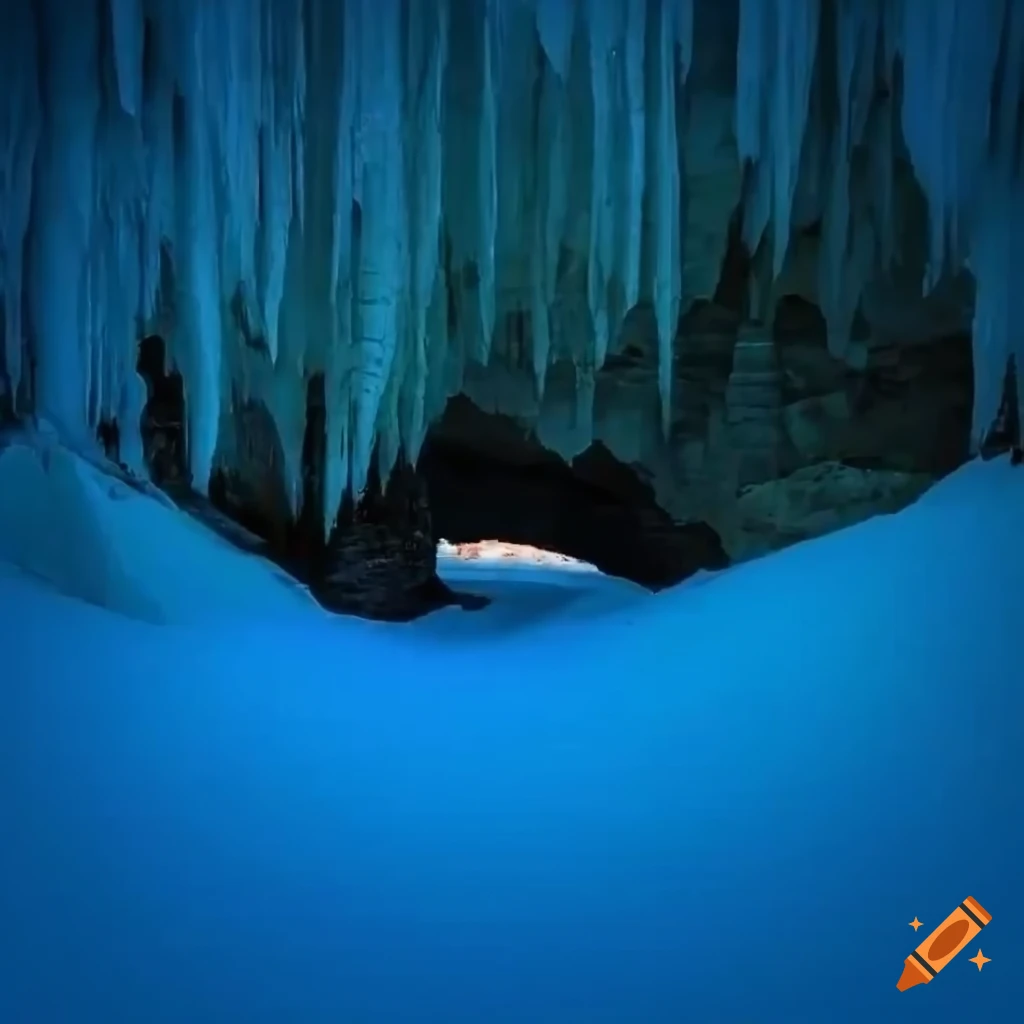 glowing-cave-in-a-winter-mountain-landscape-on-craiyon