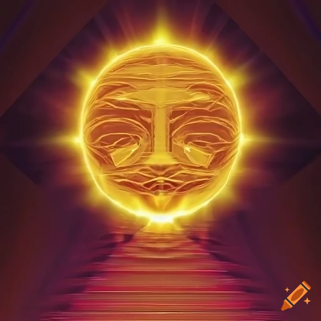 abstract art of a glowing pyramid under a full moon