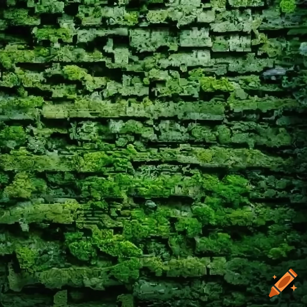 Texture of a wall with green stems and thorns on Craiyon