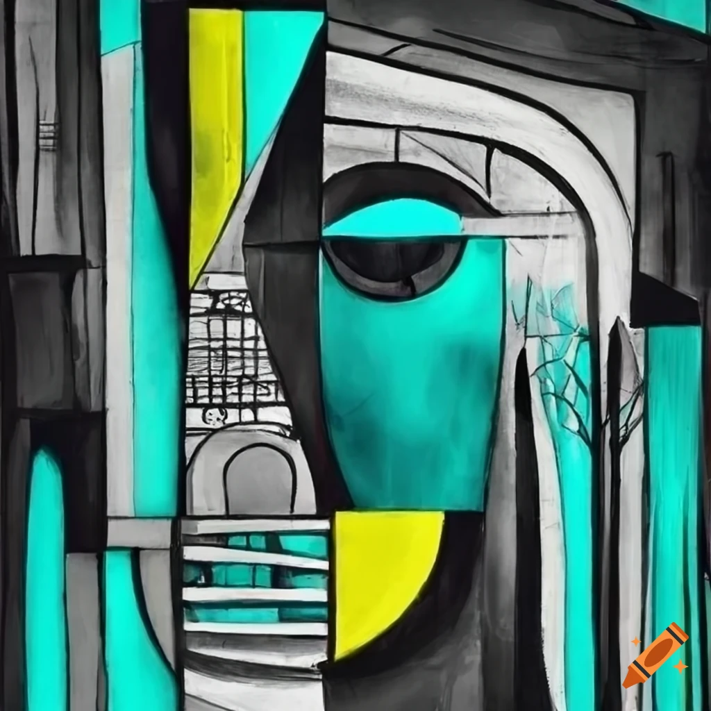 surrealistic black and white doodles with fuchsia, yellow, and turquoise accents