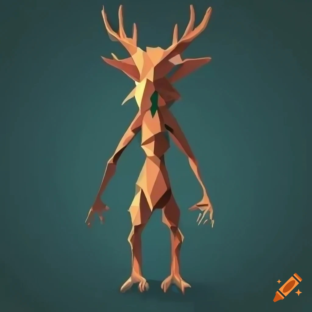cartoon polygonal forest creature in t-pose
