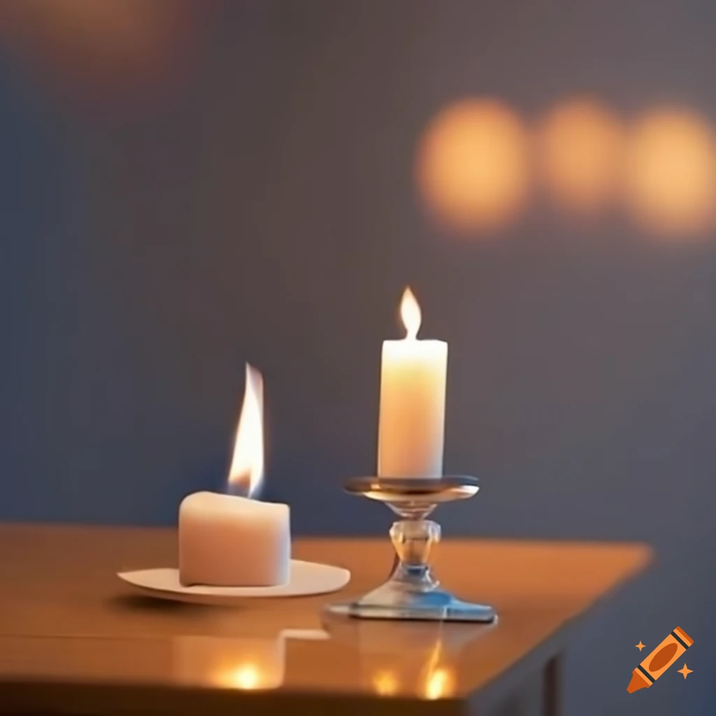 Burning candle on a desk on Craiyon