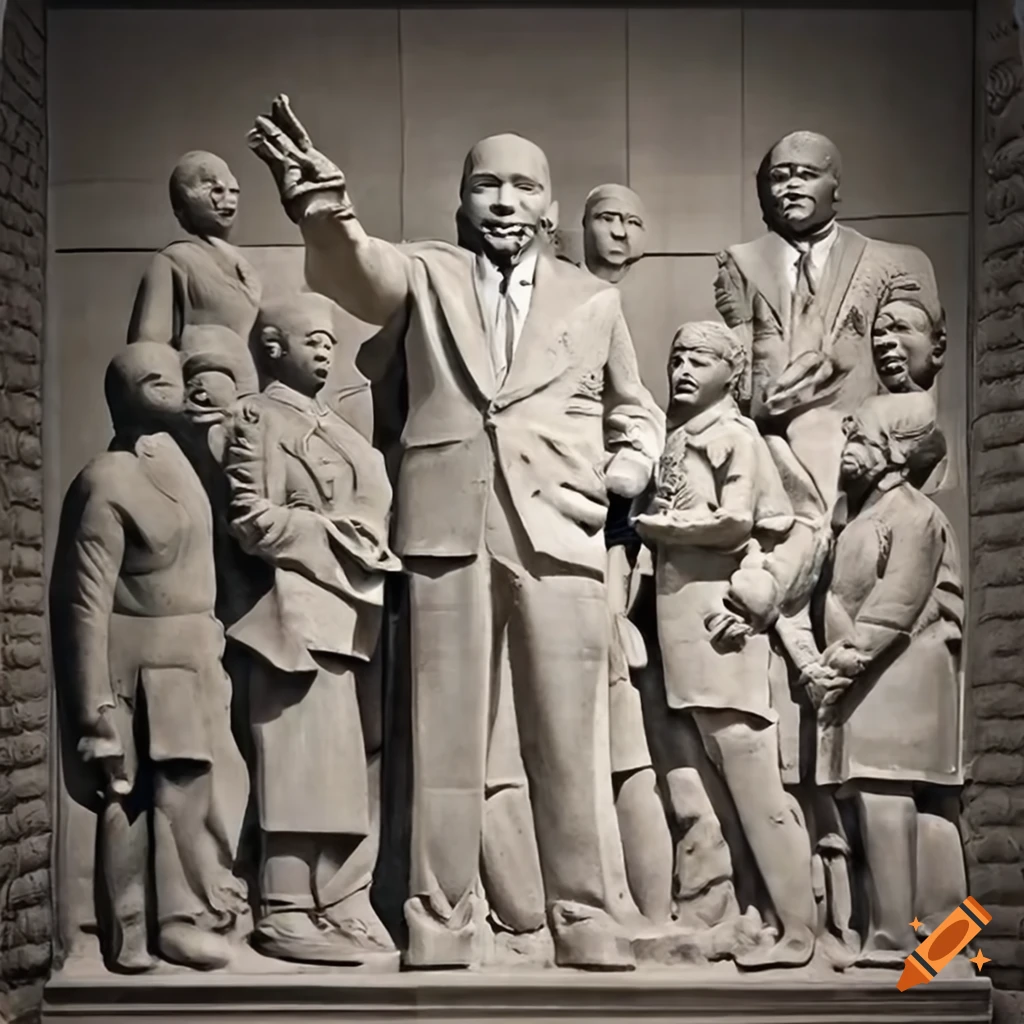Martin luther king jr delivering a powerful speech in marble relief on ...