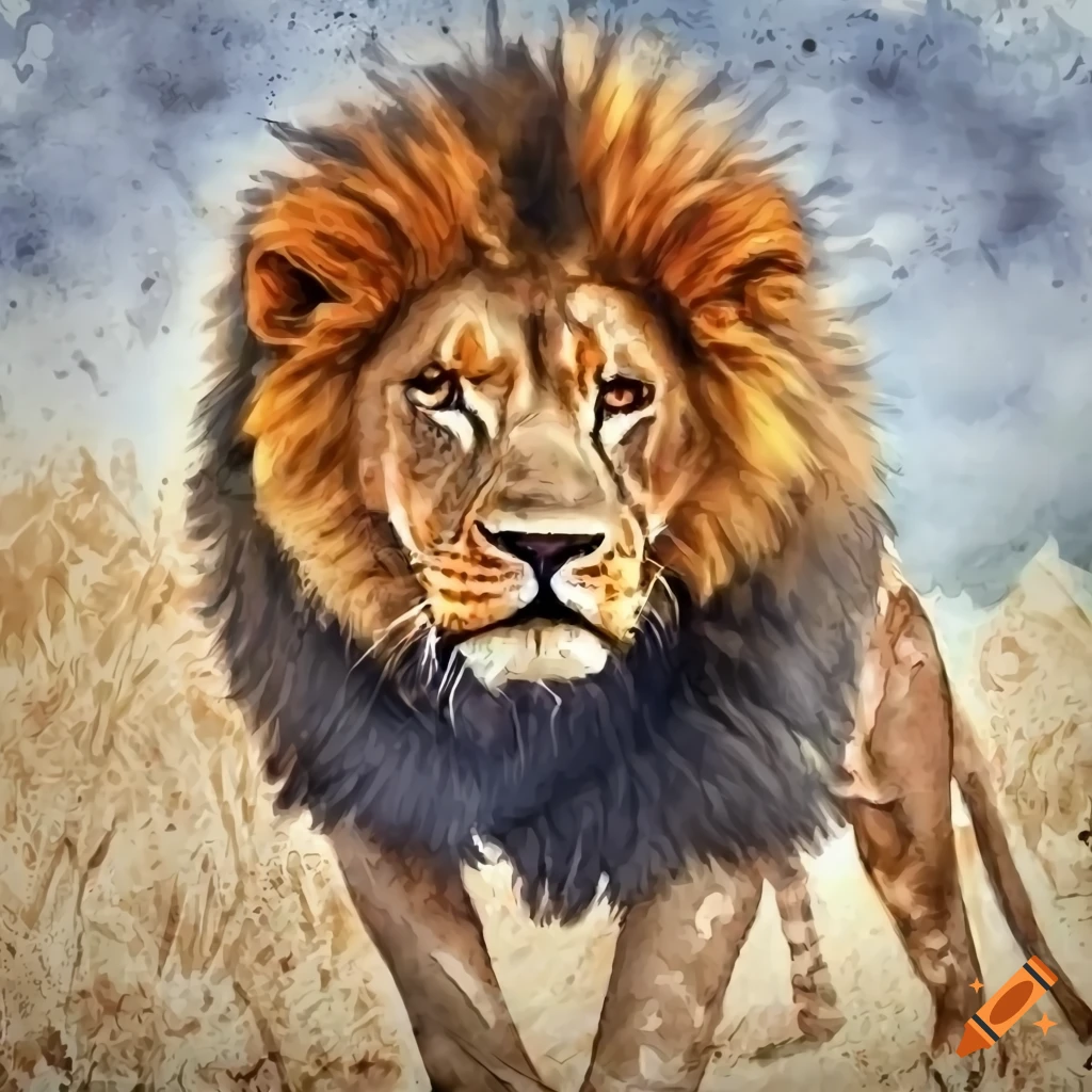 Detailed lion coloring page for adults on Craiyon