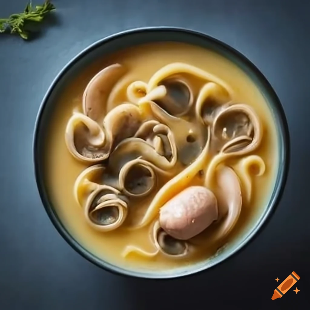 bowl of escudella soup with lumaconi pasta