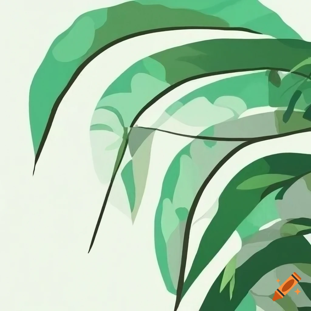 minimalist geometric drawing of jungle leaves
