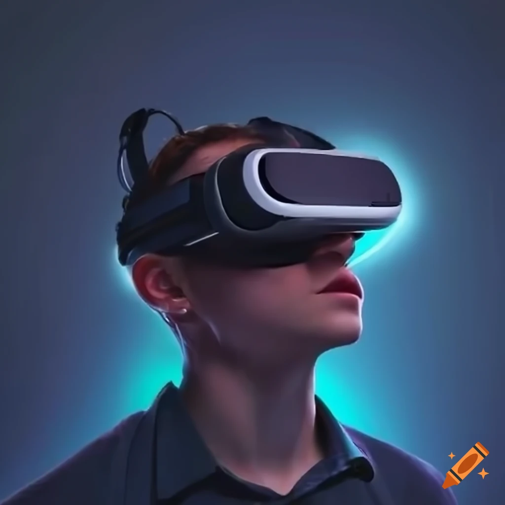 Person using virtual reality headset on Craiyon