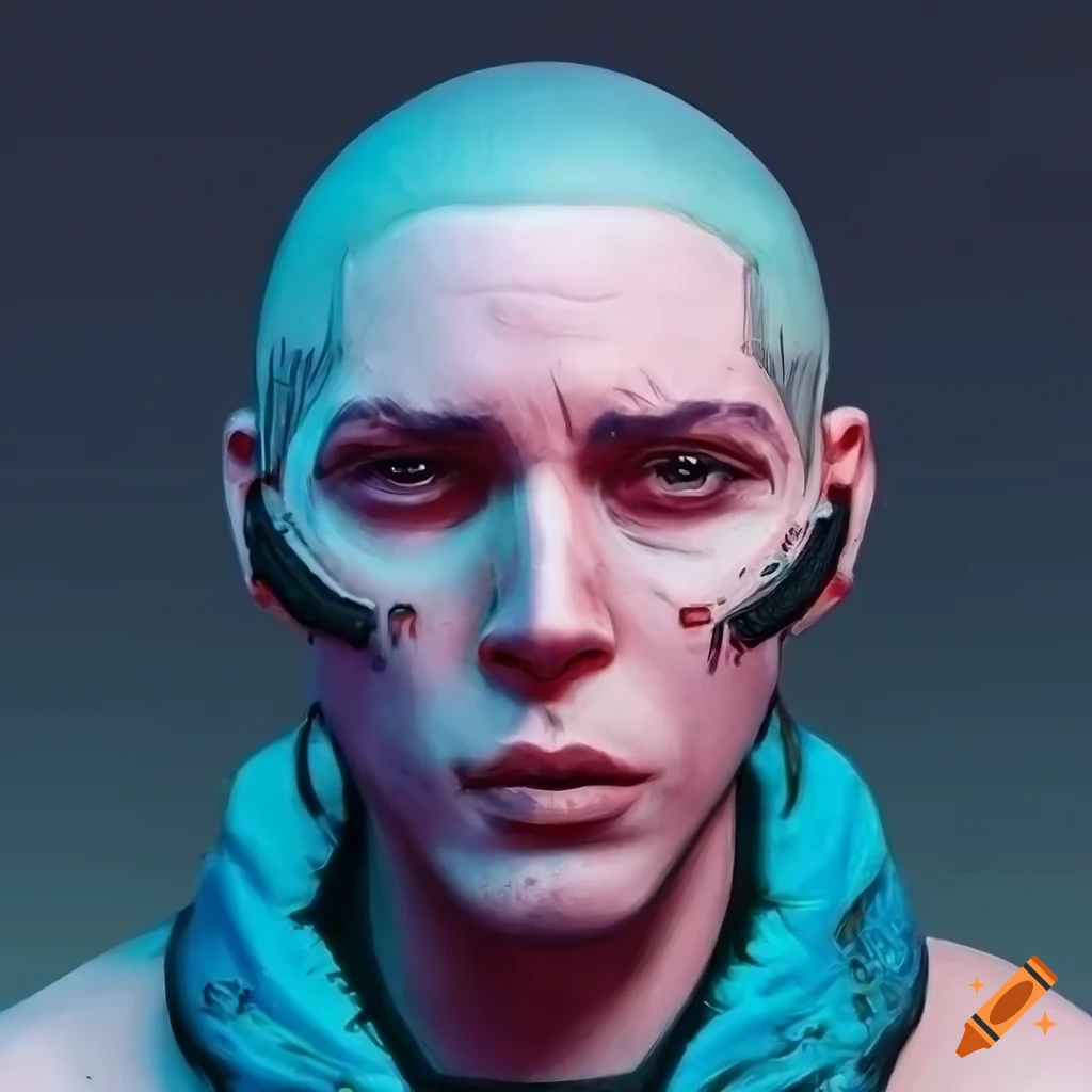 close up portrait of a cyberpunk musician