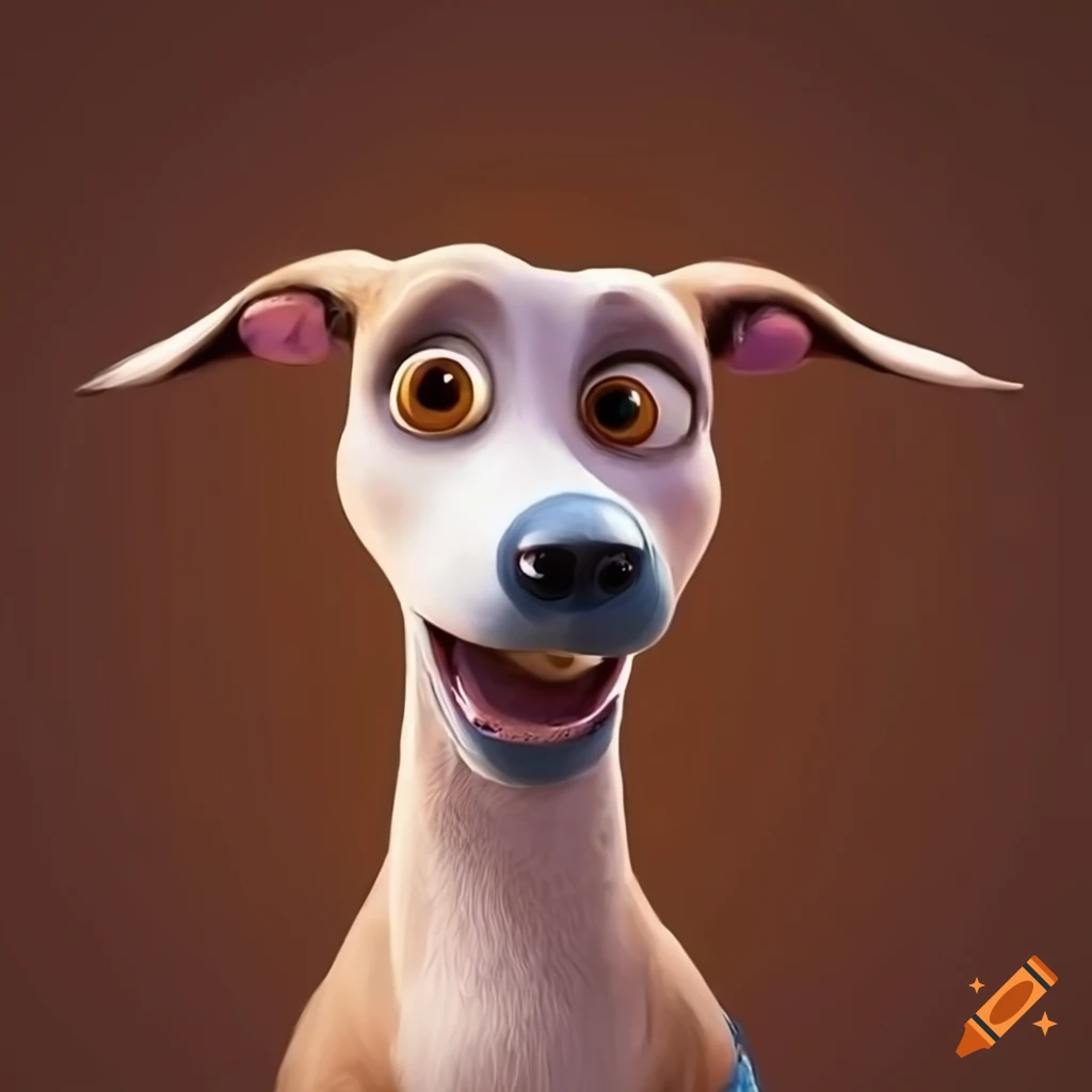 smiling greyhound with hot soup
