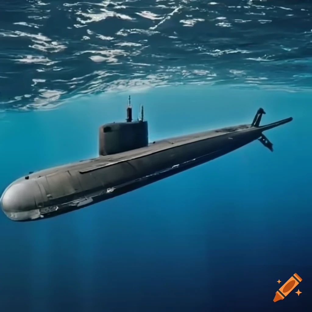 art style submarines crossing the Atlantic
