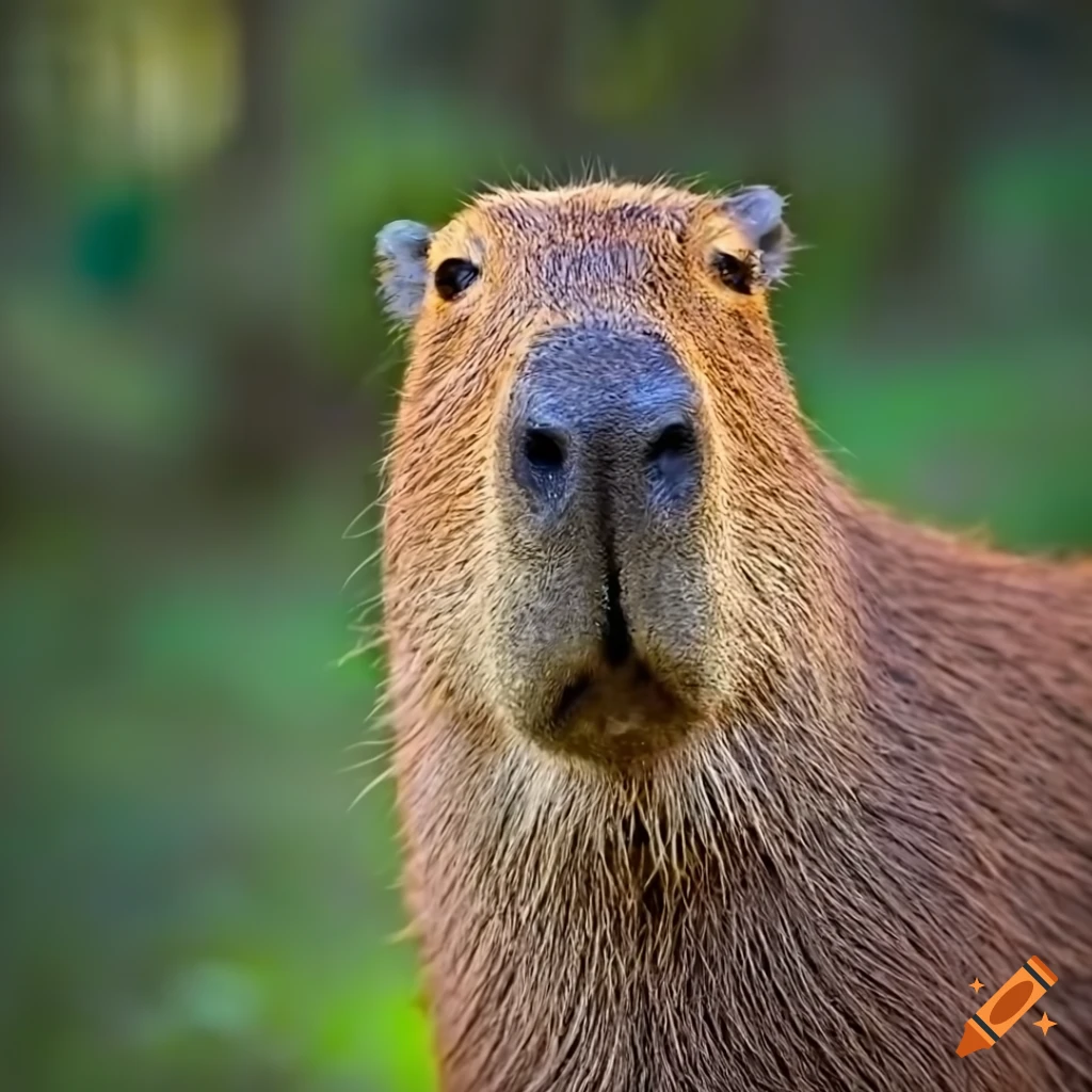 photorealistic headshot of a wistful capybara