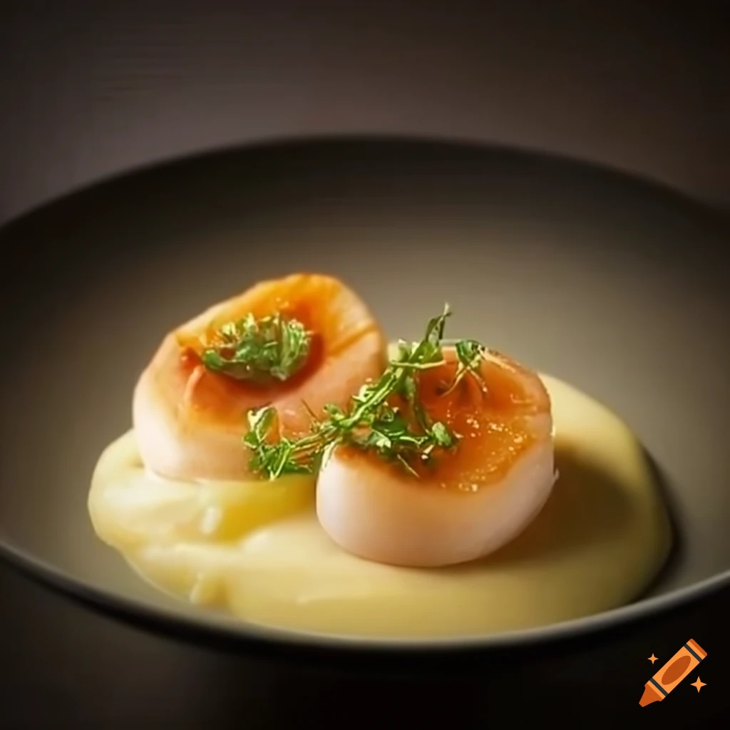 delicious scallop dish with butter and parsnip puree
