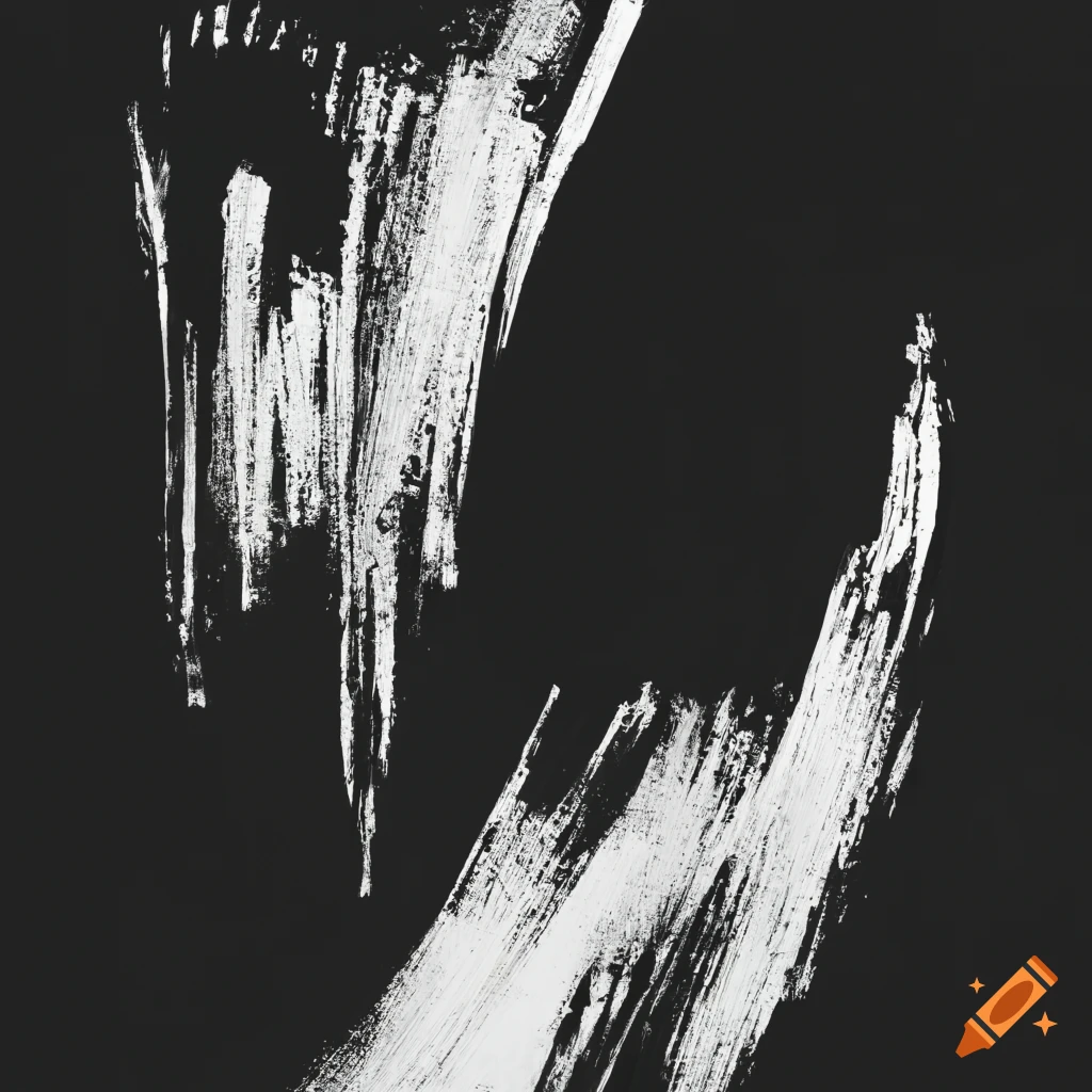 abstract art with white brush strokes on black background
