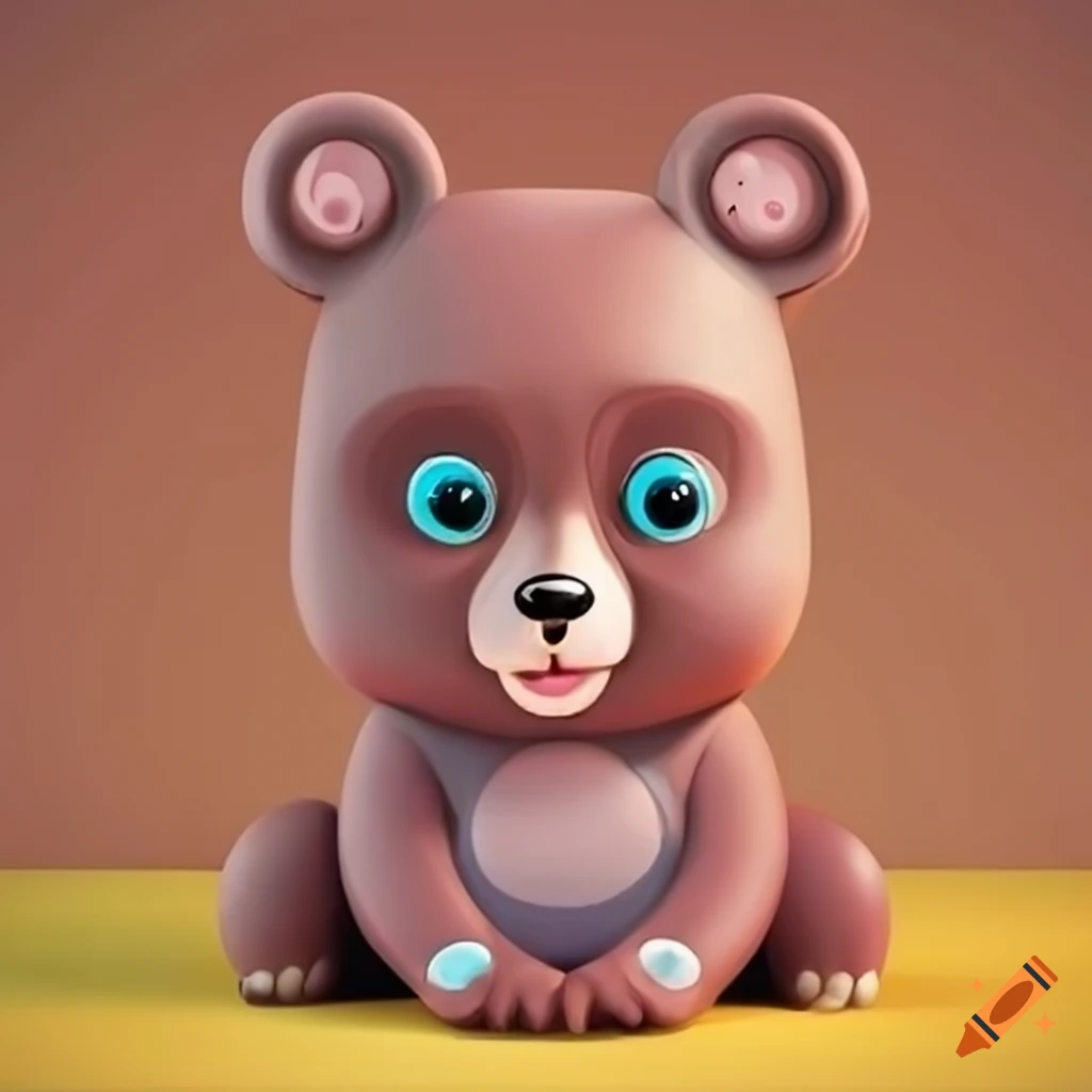cartoon bear child sitting in a colorful room
