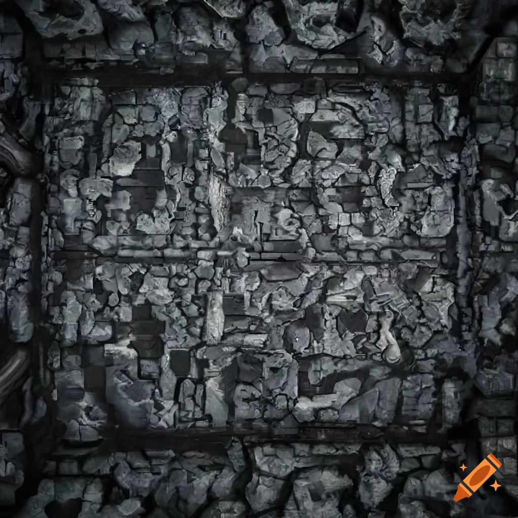 wet and creepy ruins with alien creature from a 2D game