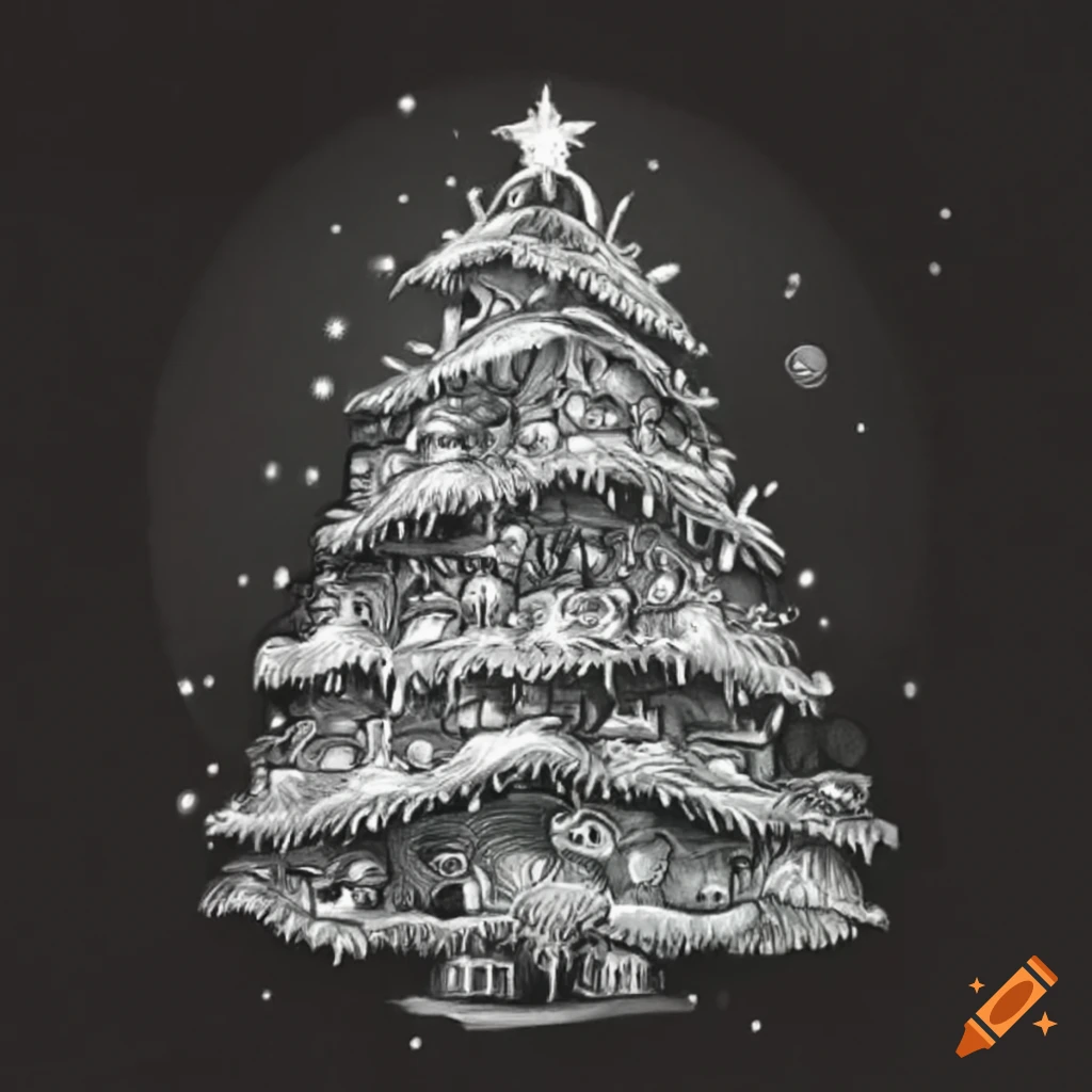Detailed drawing of a christmas tree
