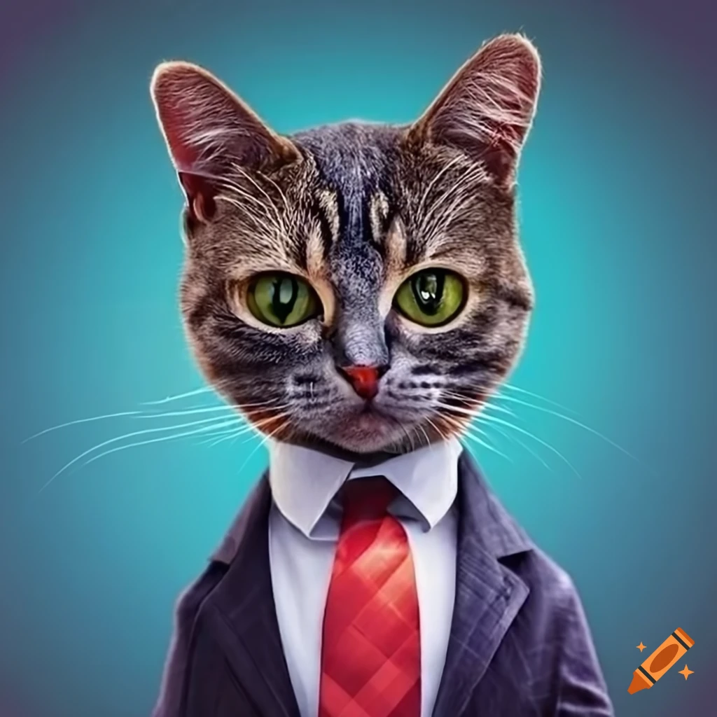 Cat Wearing A Suit On Craiyon