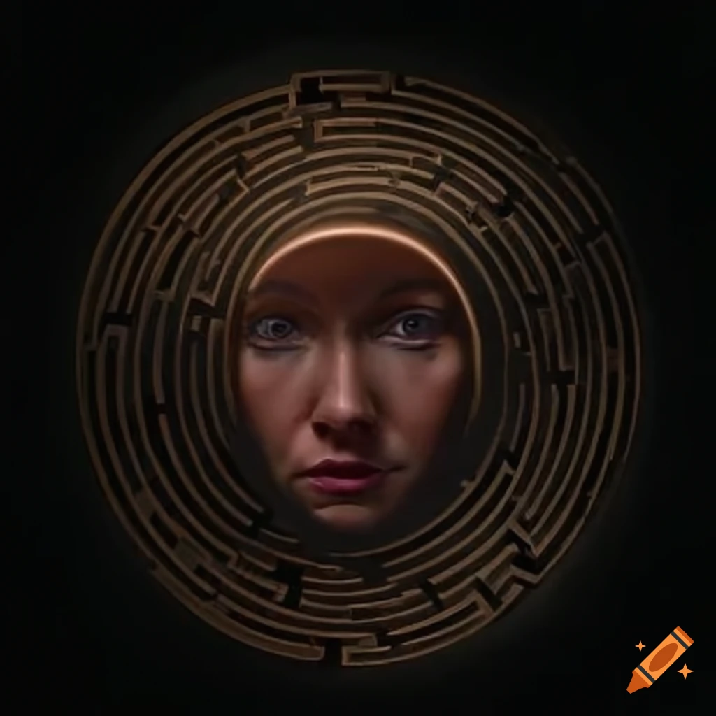 Aerial view of a person in a labyrinth on Craiyon