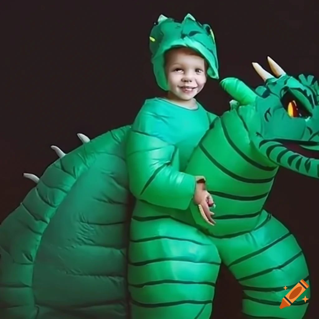 Child In Green Dragon Costume With Spots On Craiyon