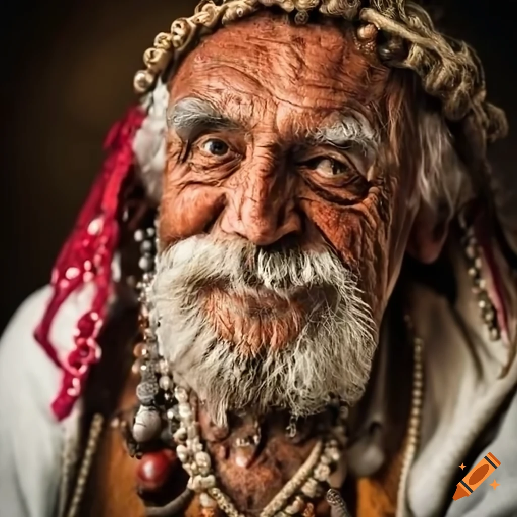 portrait of a joyful elderly gypsy man