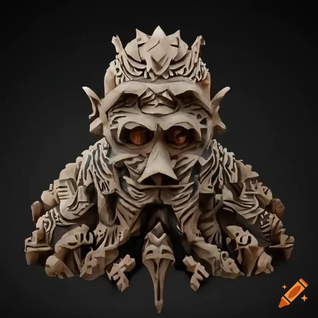 intricate carving of Zelda game boss in labyrinth