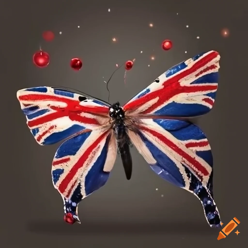 Christmas voucher with butterflys and Union Jack wings