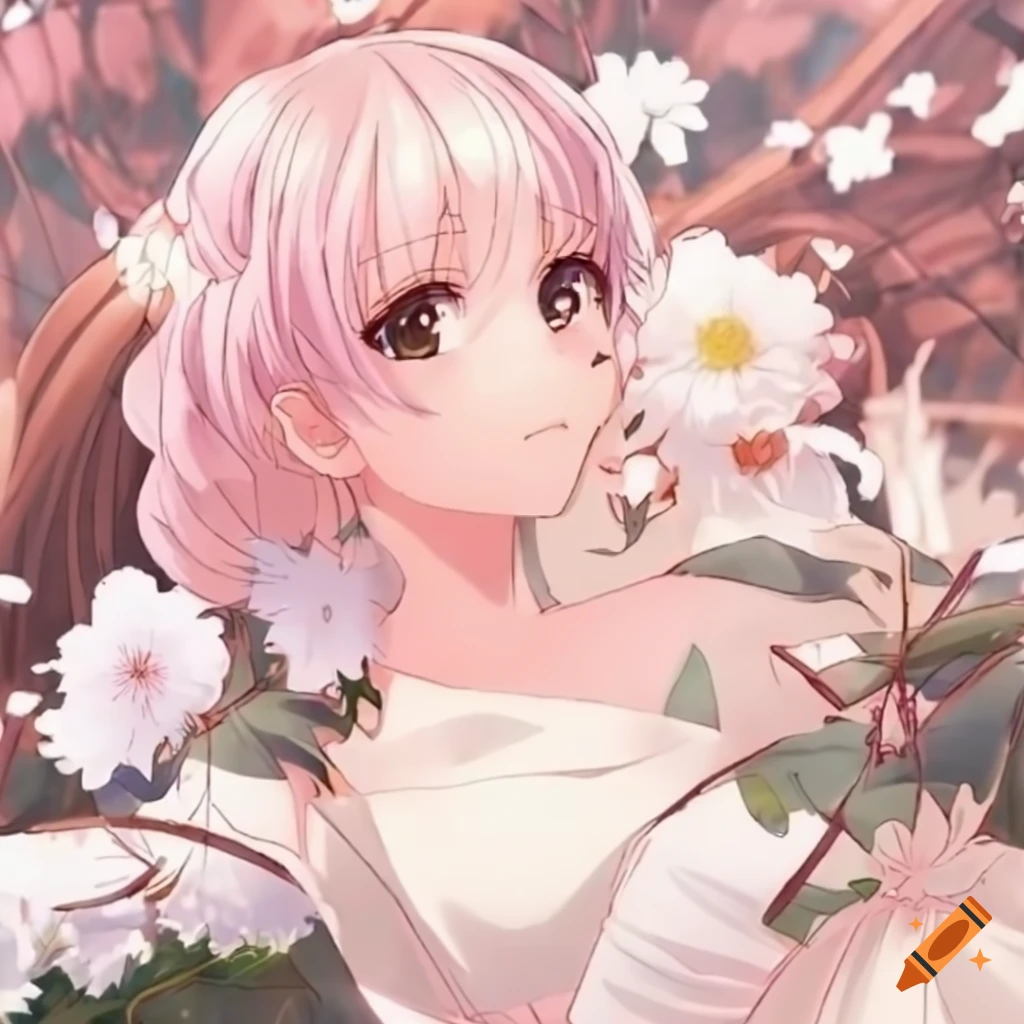 Blooming winter flowers in anime style on Craiyon