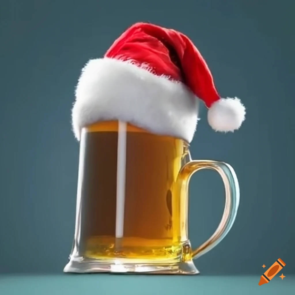 Festive beer with santa hat on Craiyon