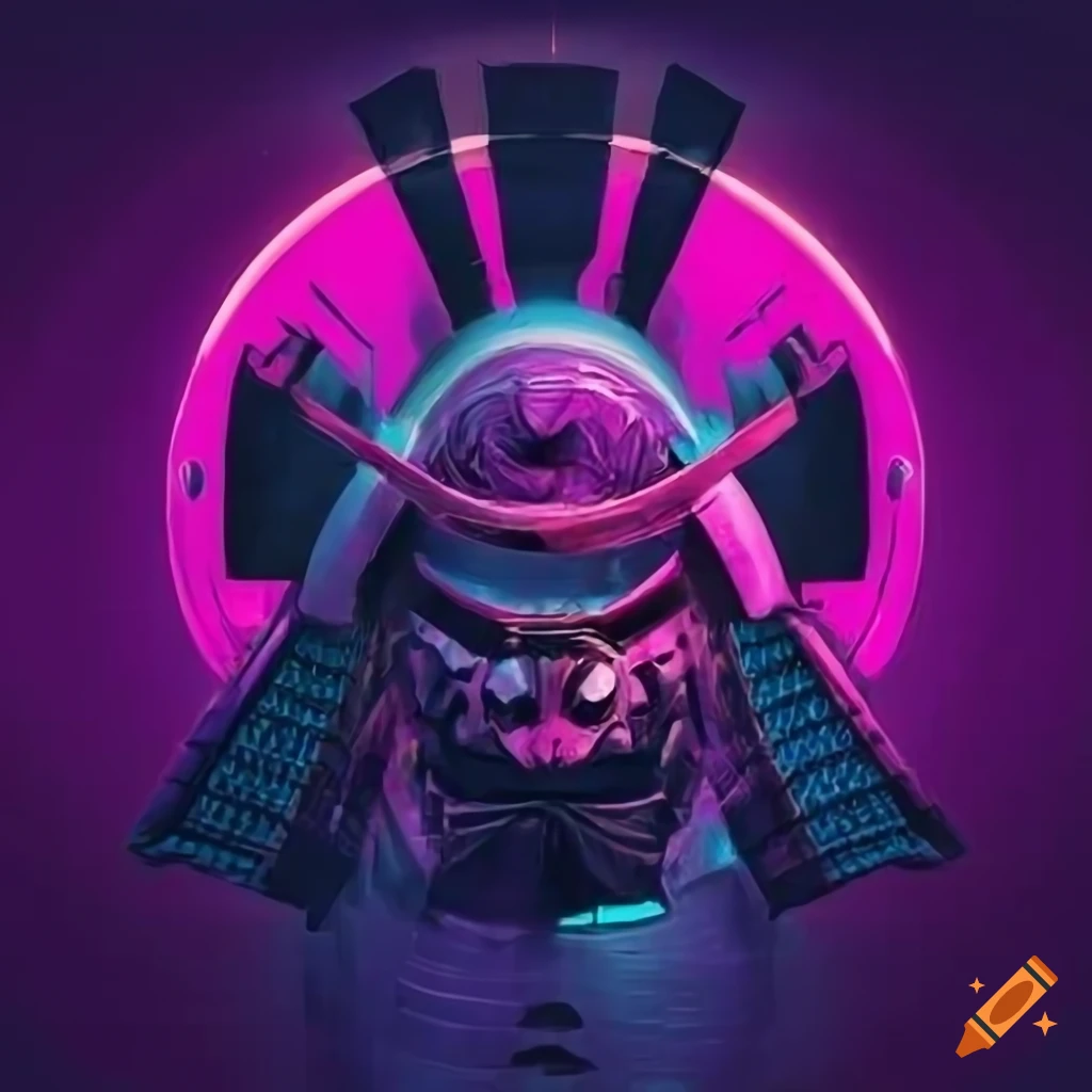 Cyberpunk samurai head in a futuristic city on Craiyon