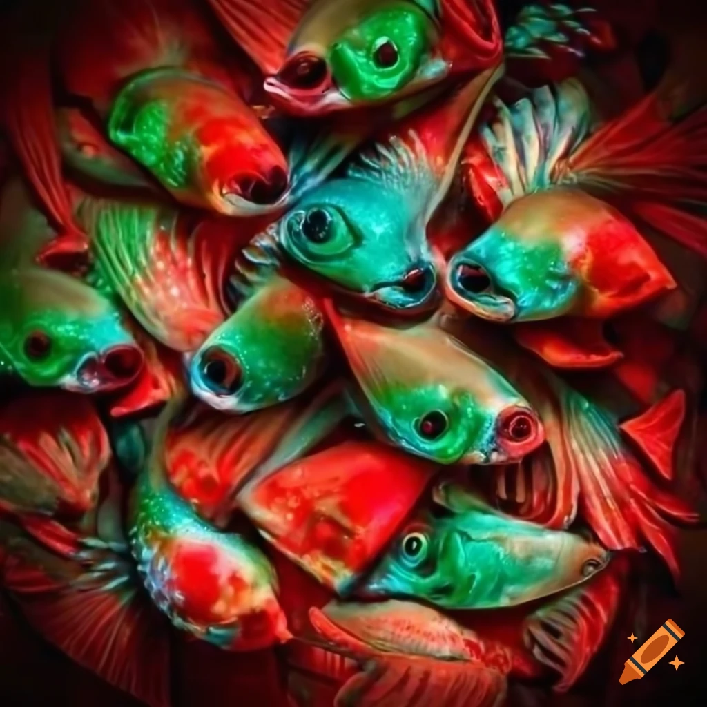 Festive fishthemed holiday decorations on Craiyon