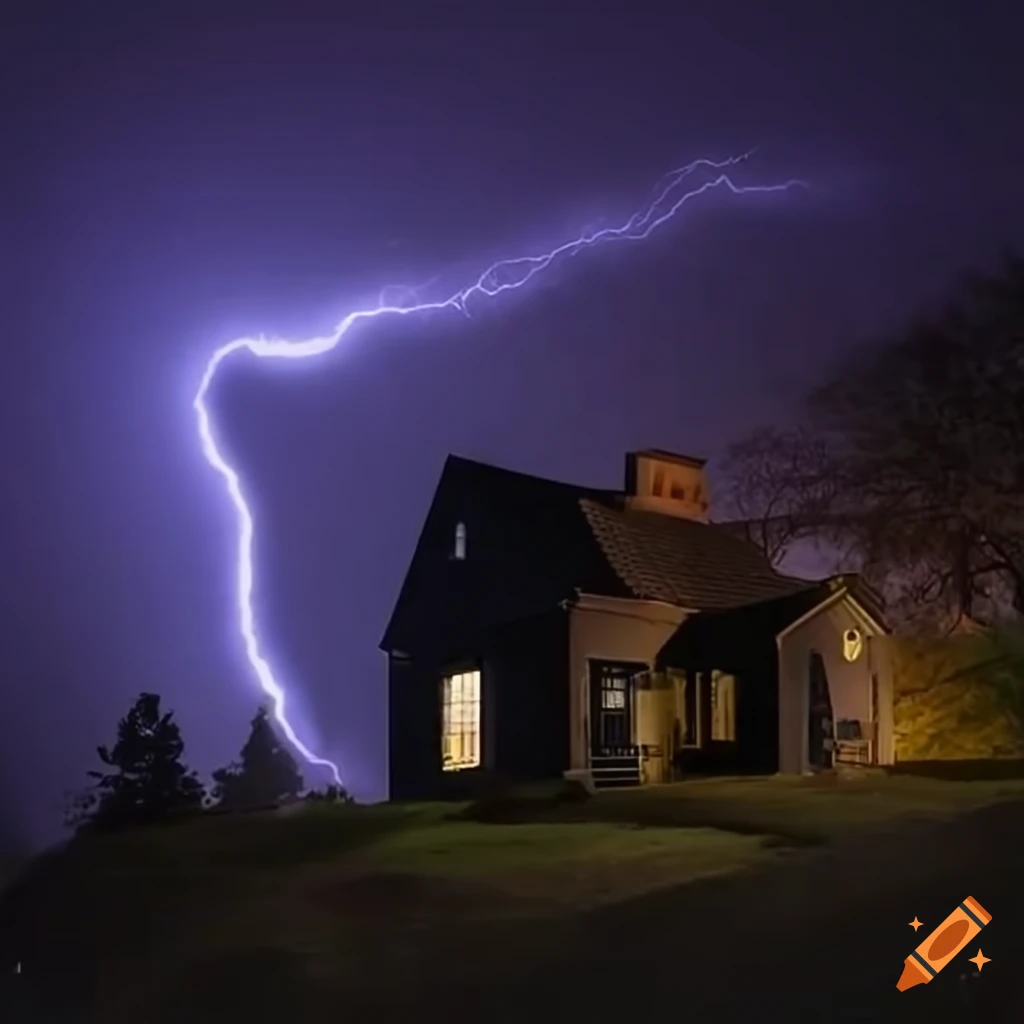 Image of zeus striking lightning on a house on Craiyon